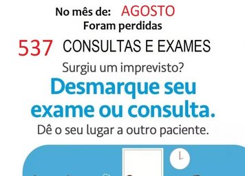 CONSULTAS E EXAMES PERDIDOS NO MÊS DE AGOSTO