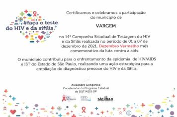 Vargem participa da 14ª Campanha Estadual de Testagem do HIV e da Sífilis, Dezembro Vermelho mês comemorativo da luta contra a aids