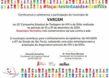 Vargem participa da 12ª Campanha Estadual de Testagem do HIV e da Sífilis, Dezembro Vermelho mês comemorativo da luta contra a aids