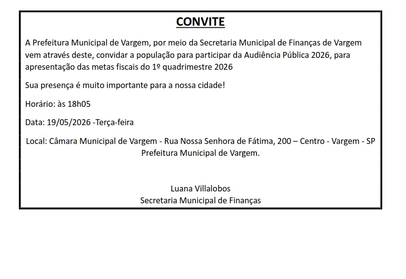 Audiência Pública Metas Fiscais 1º Quadrimestre 2026